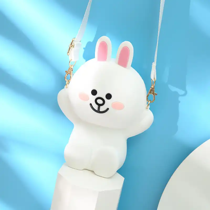 Silica gel cartoon rabbit purse for girls and children Silica gel bunny slanting across one shoulder mobile phone bag  