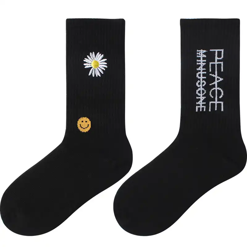 Small Daisy Socks Embroidery Personalized Medium Tube Socks