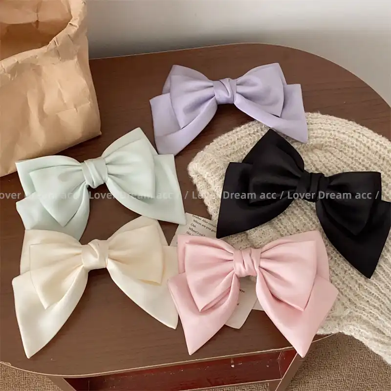 Korean version of mercerized satin high-quality fabric bow duckbill hair clip hair accessories