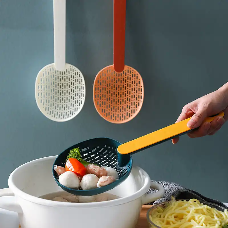 Household high temperature resistant noodle colander kitchen long handle hot pot draining spoon