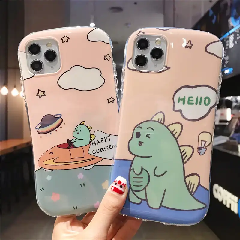 Little dinosaur creative anti-fall Apple 11pro max mobile phone case