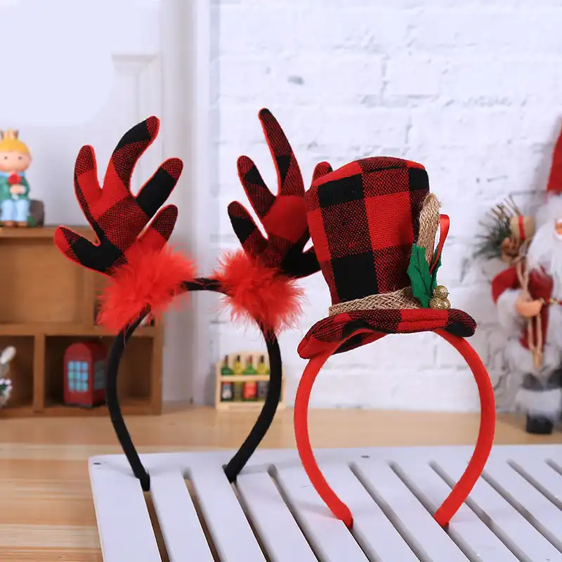 Christmas red antlers hair hoop head buckle holiday ornaments cartoon hair accessories