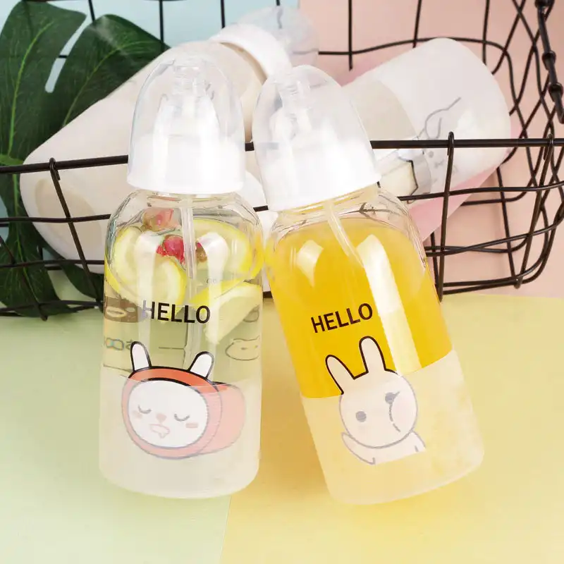 Baby bottle water cup glass portable straw cup