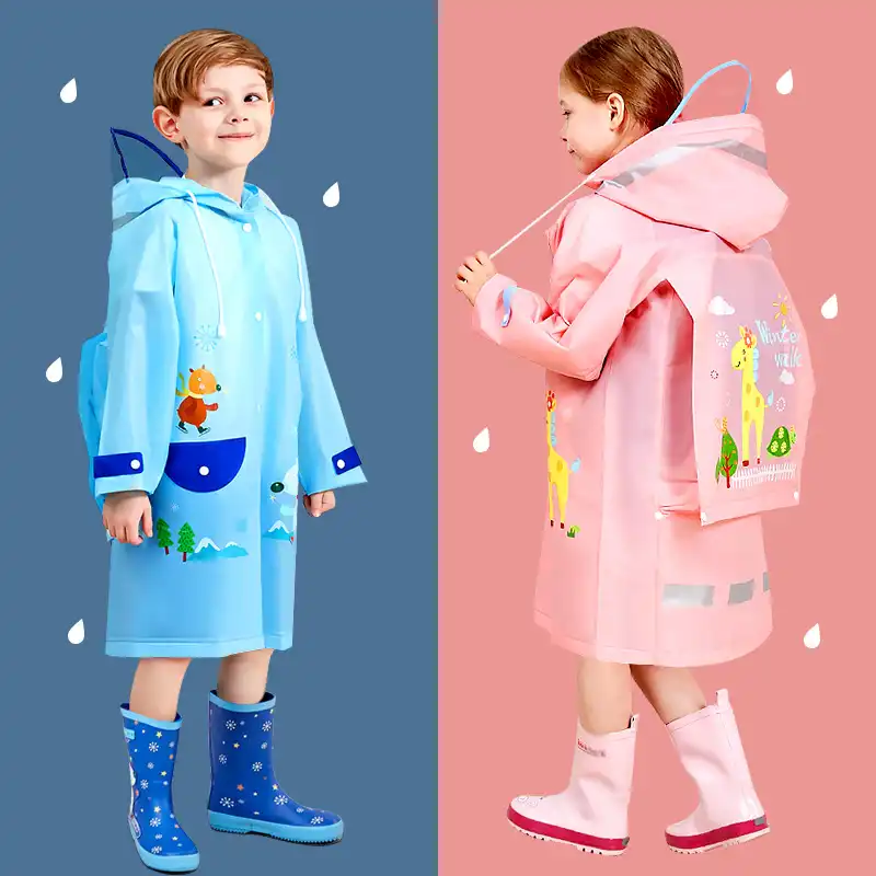 Children's EVA raincoat with schoolbag and student full-body raincoat