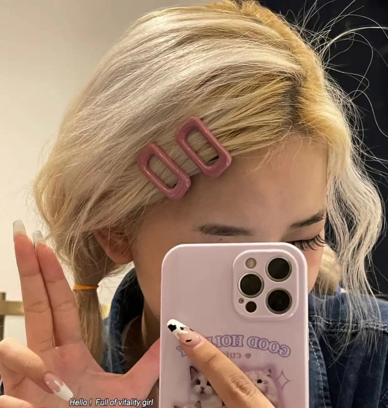 Cute pink square ins hair clip candy color Korean hair clip hair accessories