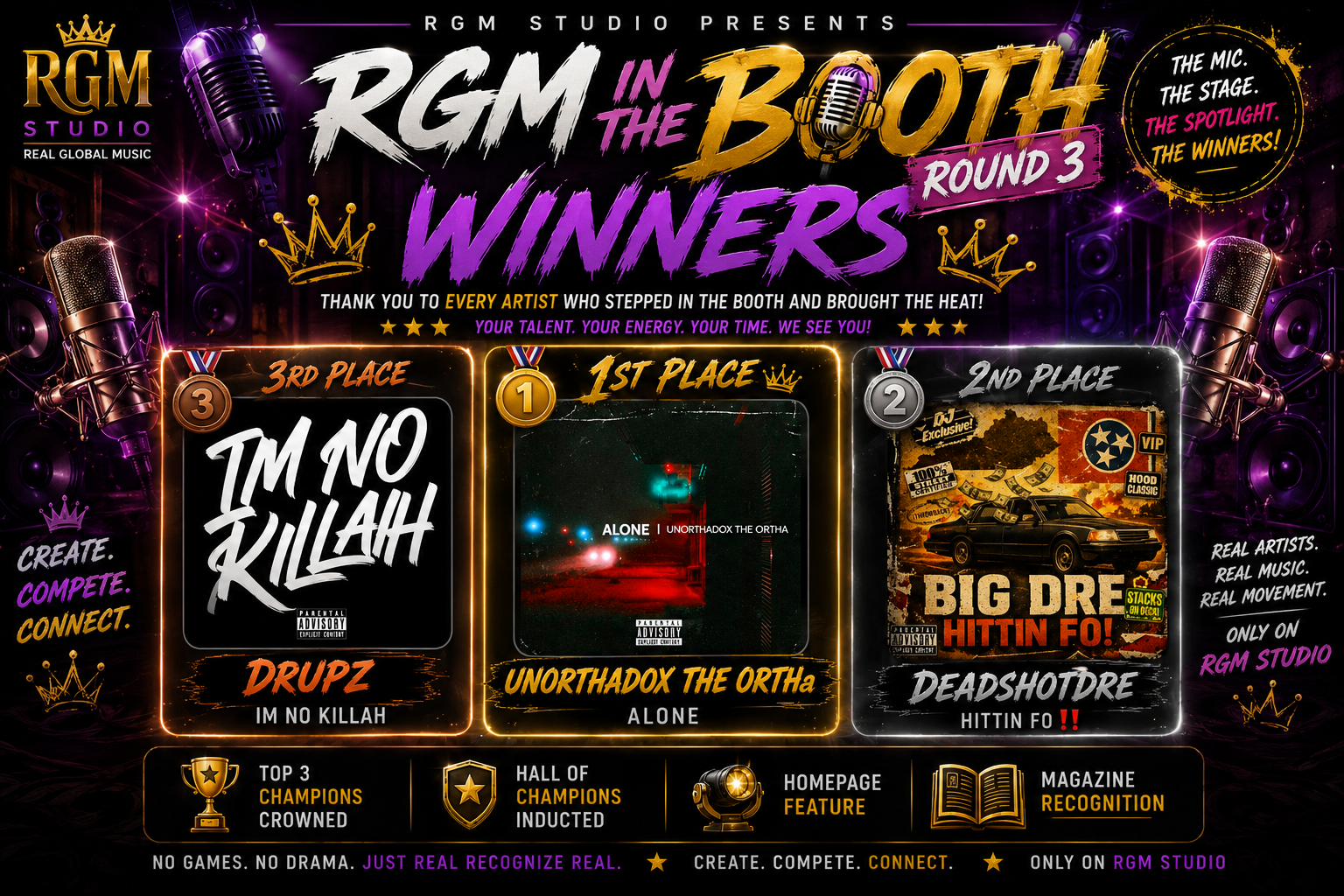 🎤🏆 RGM IN THE BOOTH — ROUND 3 WINNERS ARE HERE! 🏆🎤