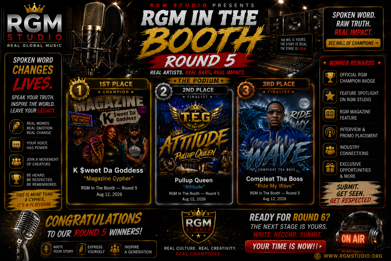 🎤🏆 THE BOOTH HAS SPOKEN — ROUND 5 CHAMPIONS ARE HERE!