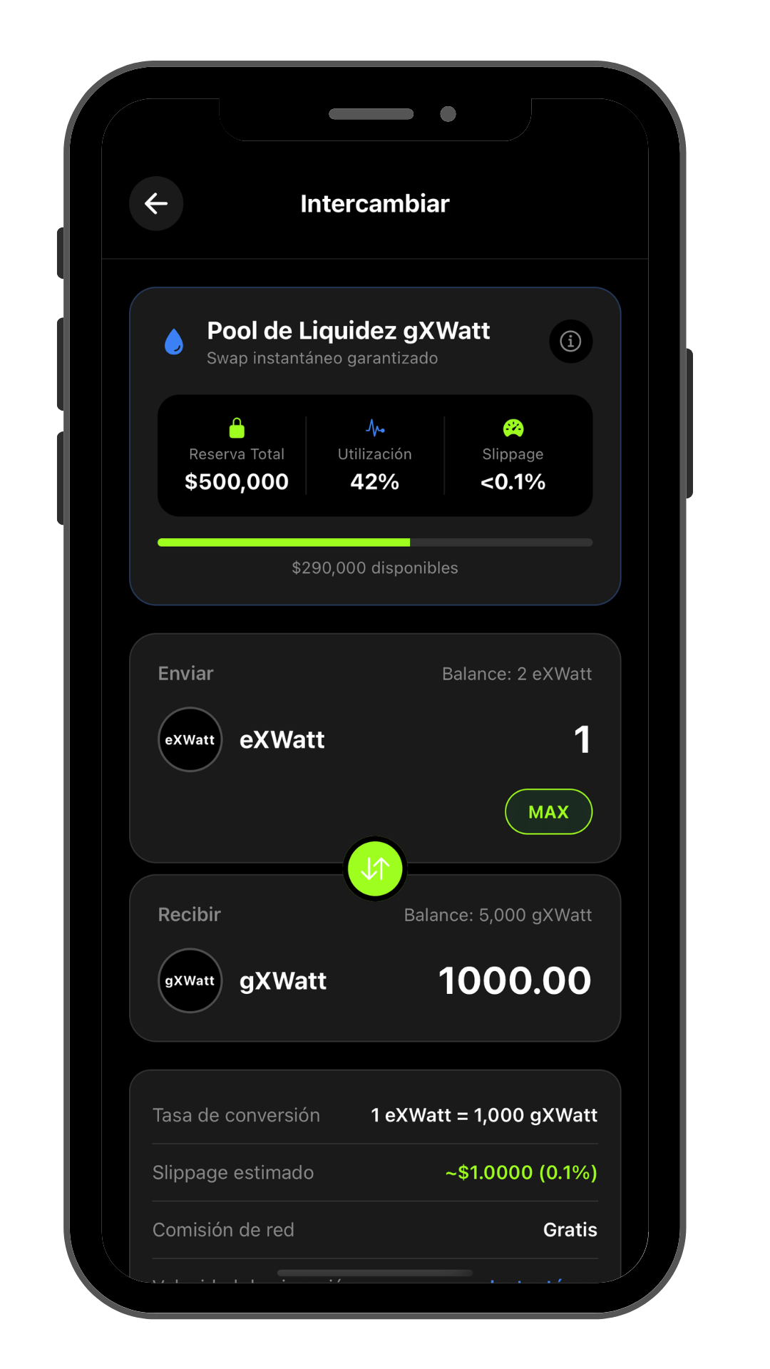 Flexibilidad de inversión - Interfaz de transacciones