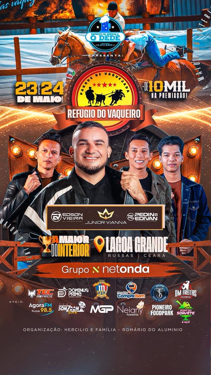 Junior Vianna agita os 26 anos do Refúgio do Vaqueiro no próximo sábado em Lagoa Grande