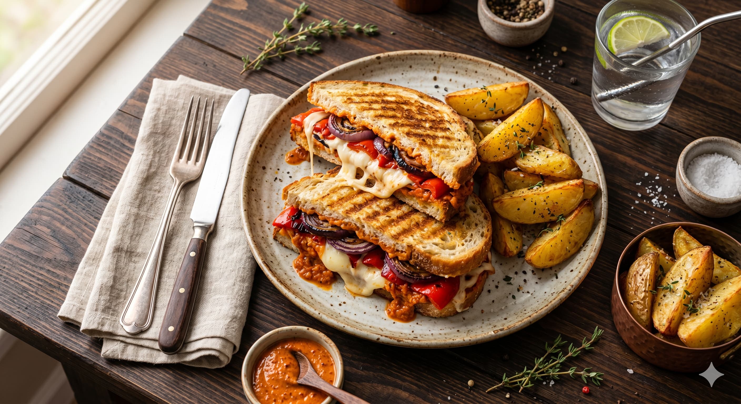 Panini de doble pimiento rojo