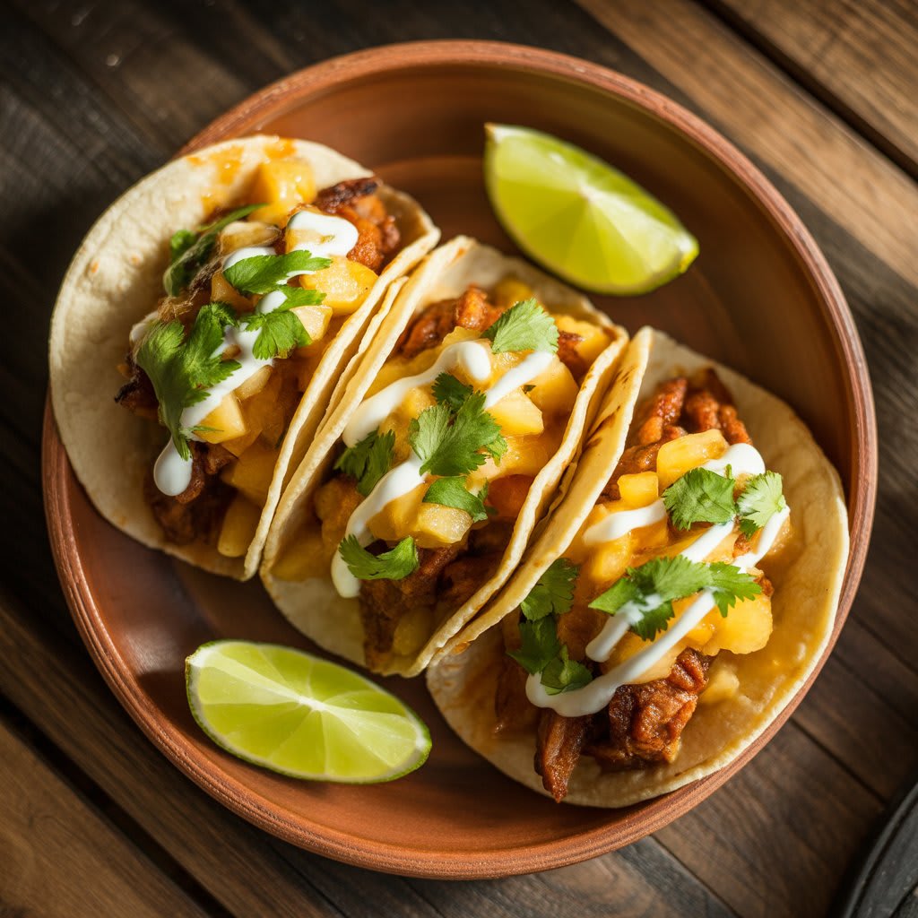 Tacos al pastor con piña