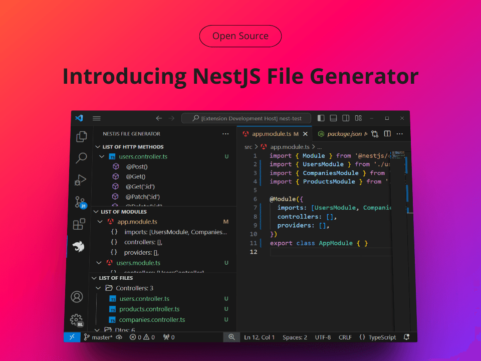 NestJS File Generator for VSCode - Imagem 1