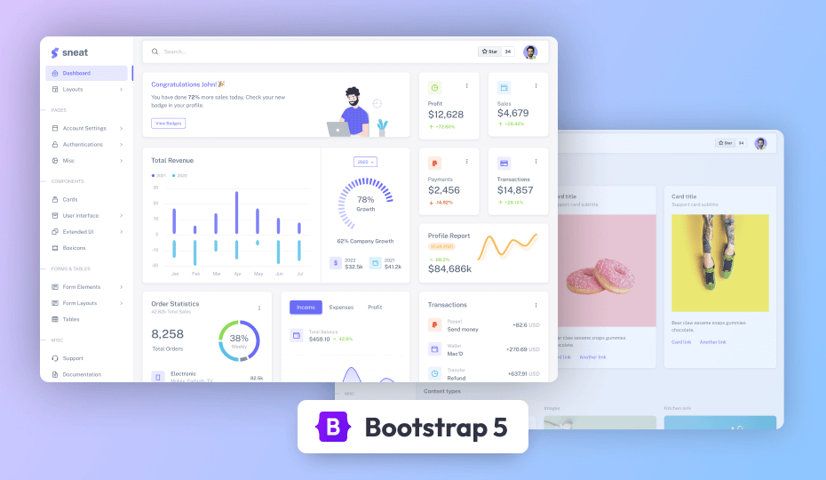 Sneat Free Bootstrap HTML Admin Template - Imagem 1