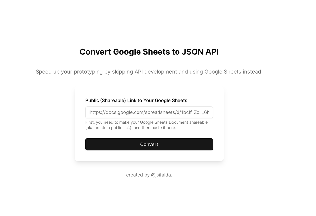 Convert Google Sheets to JSON API - Imagem 1 Convert Google Sheets to JSON API - Imagem 1