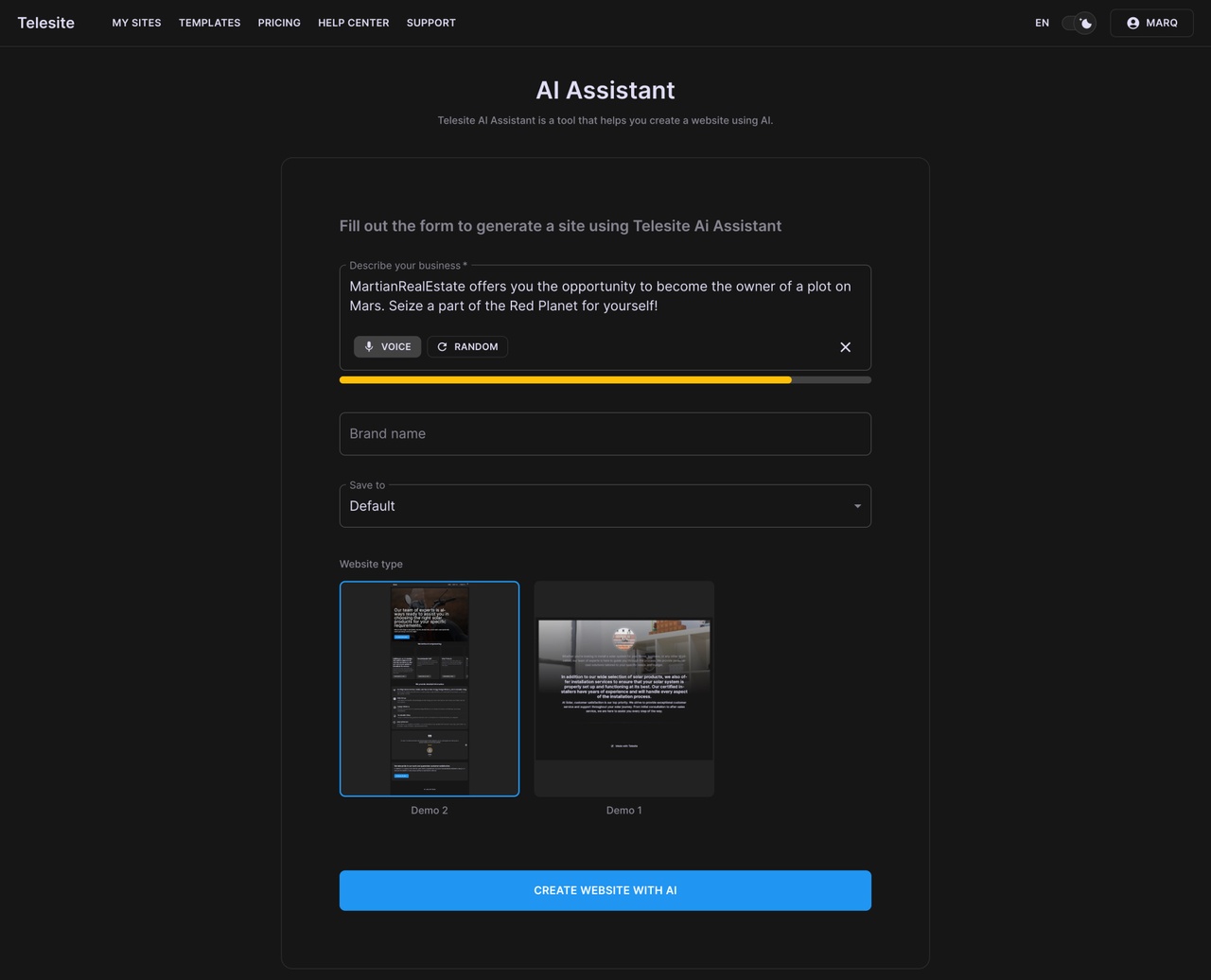 Telesite.io — AI Website Builder - Imagem 3 Telesite.io — AI Website Builder - Imagem 3