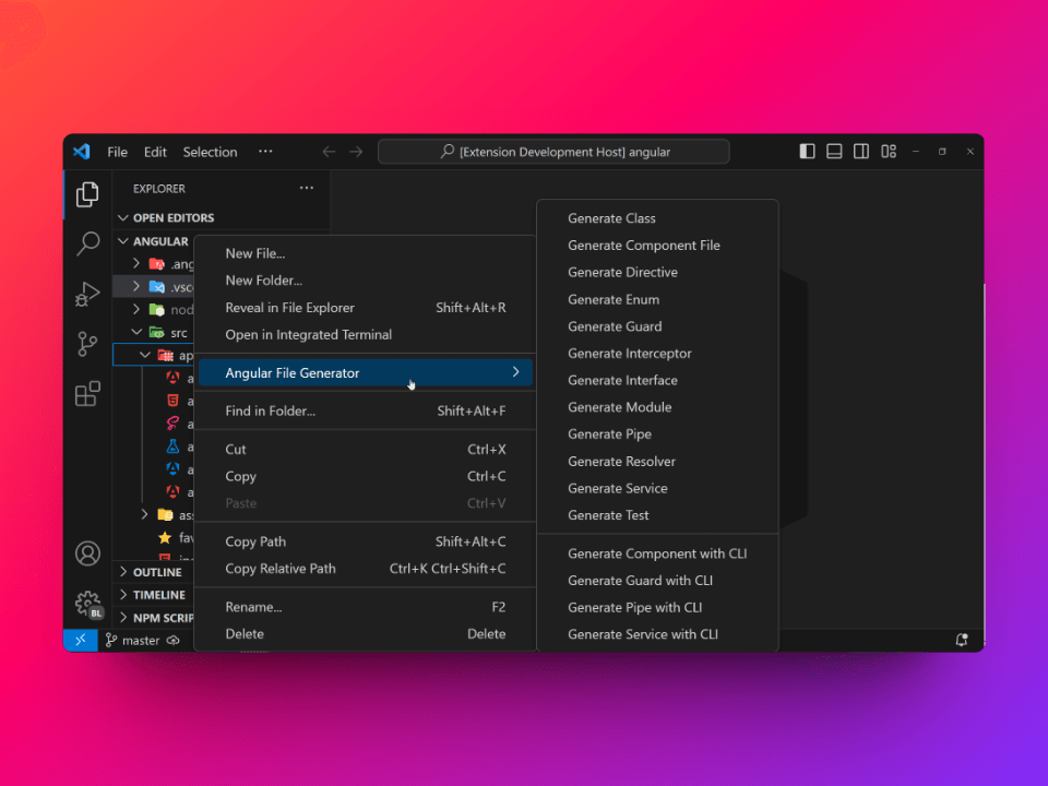 Angular File Generator for VSCode - Imagem 3 Angular File Generator for VSCode - Imagem 3