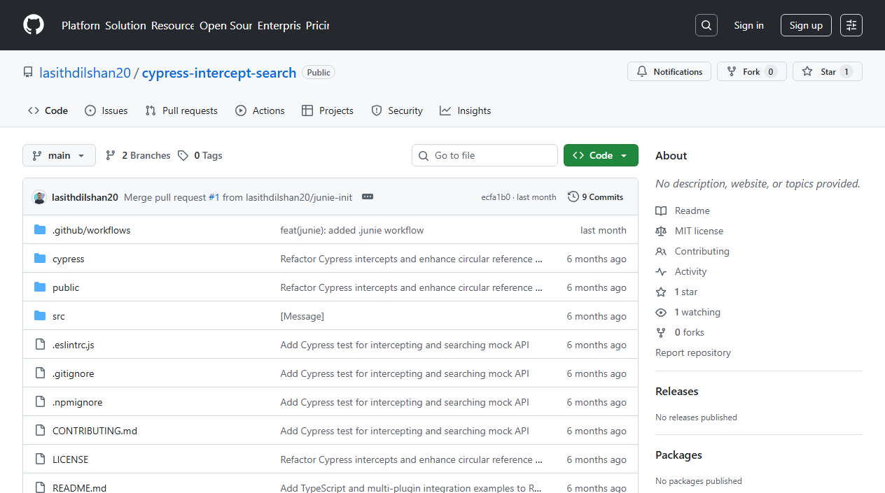 Cypress Intercept Search