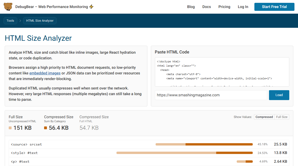 HTML Size Analyzer