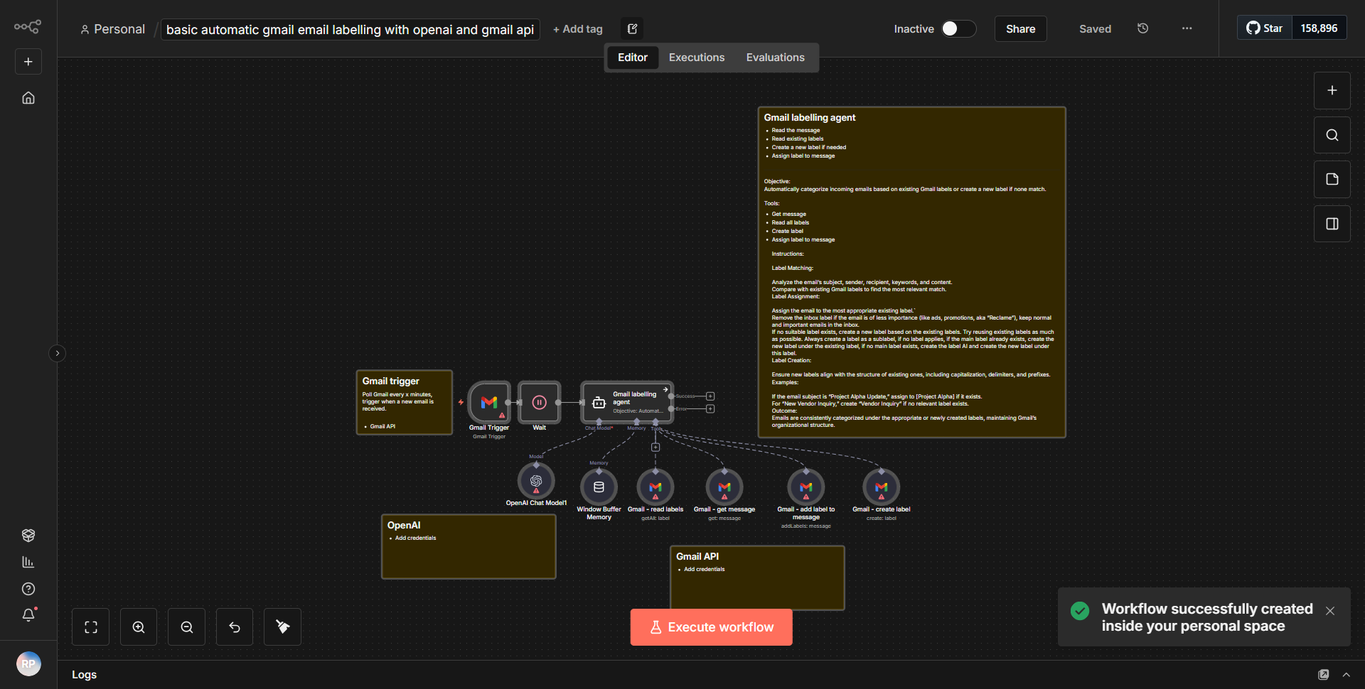 Fundamental Automated Gmail Email Tagging Using OpenAI and Gmail API