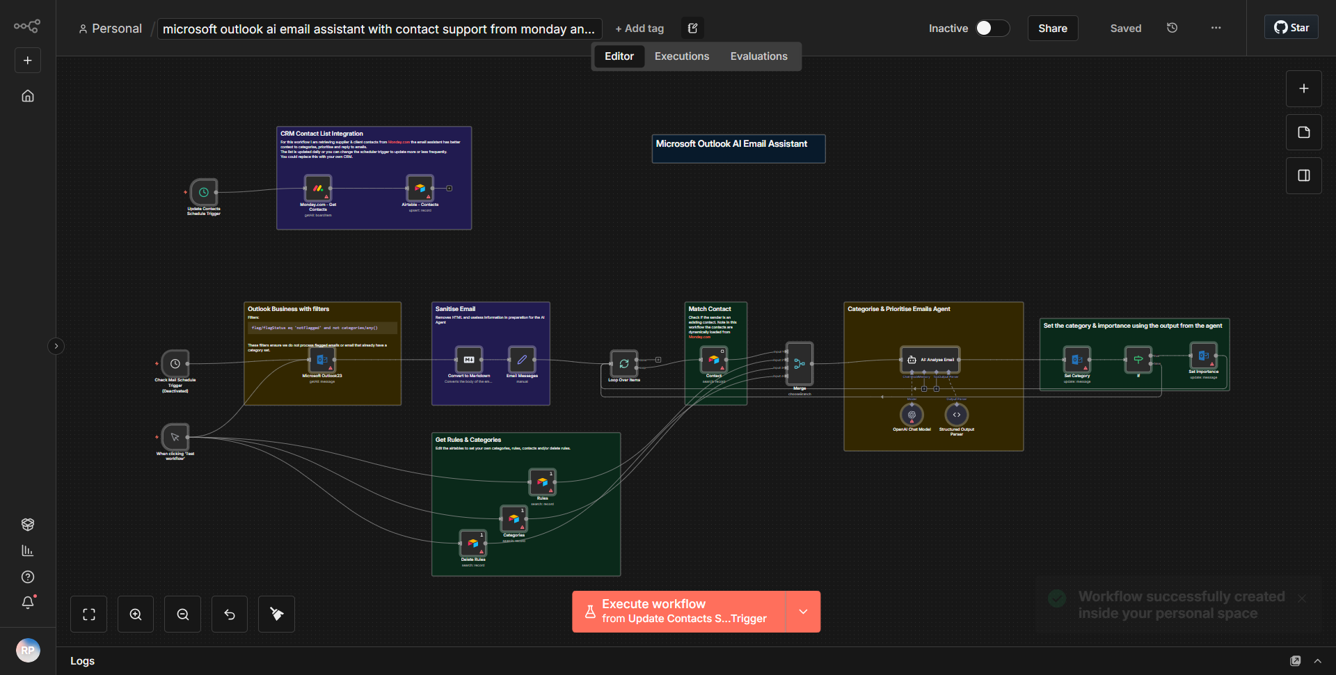 AI Email Assistant for Microsoft Outlook with contact integration from Monday and Airtable.