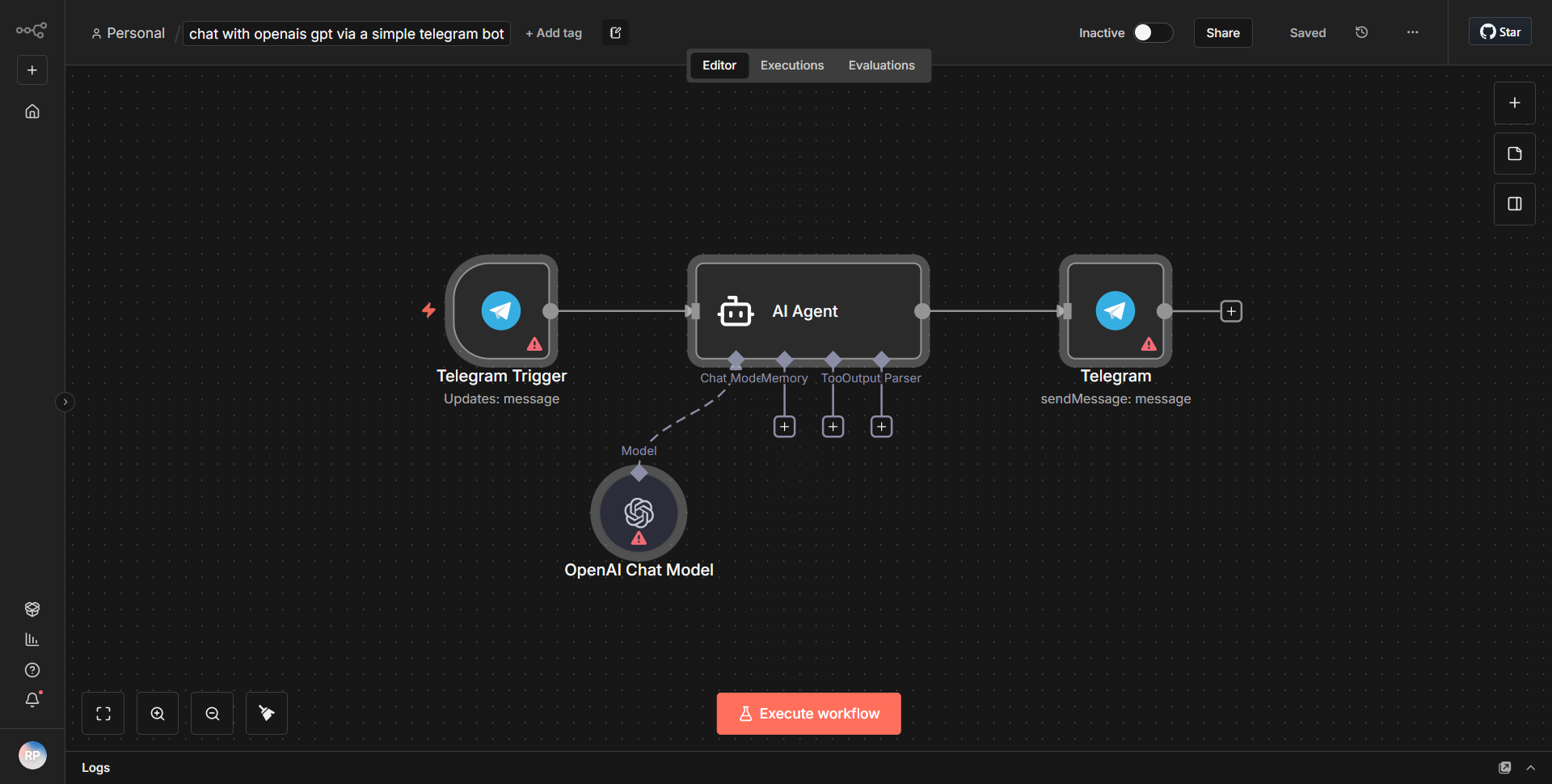Engage with OpenAI's GPT through a straightforward Telegram Bot.