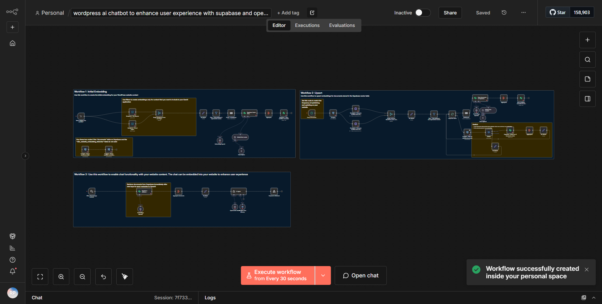 WordPress - AI Conversational Agent to improve user interaction - utilizing Supabase and OpenAI