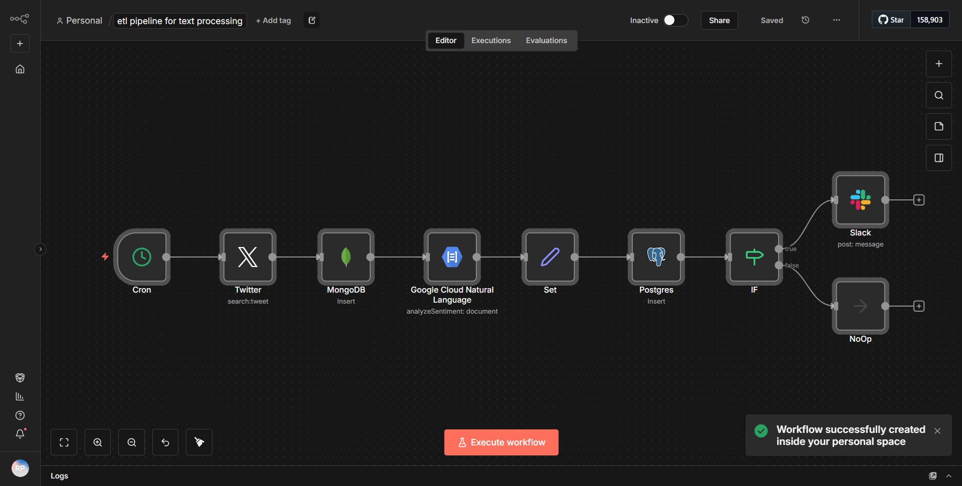 Text processing ETL workflow