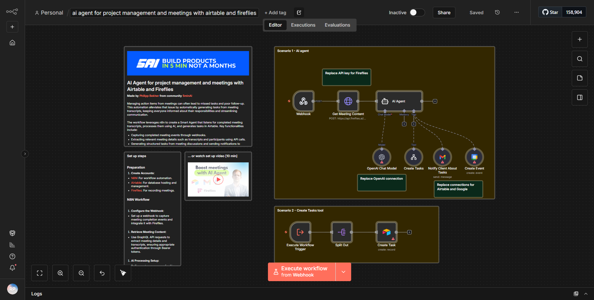 AI Assistant for managing projects and conducting meetings utilizing Airtable and Fireflies