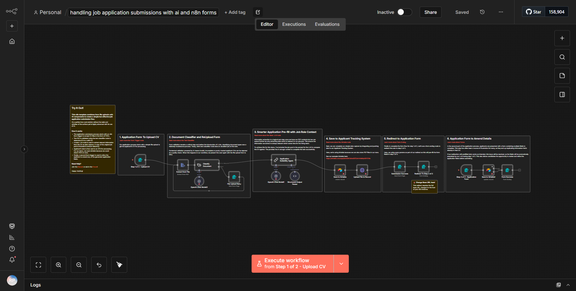 Managing Job Application Entries Using AI and n8n Forms