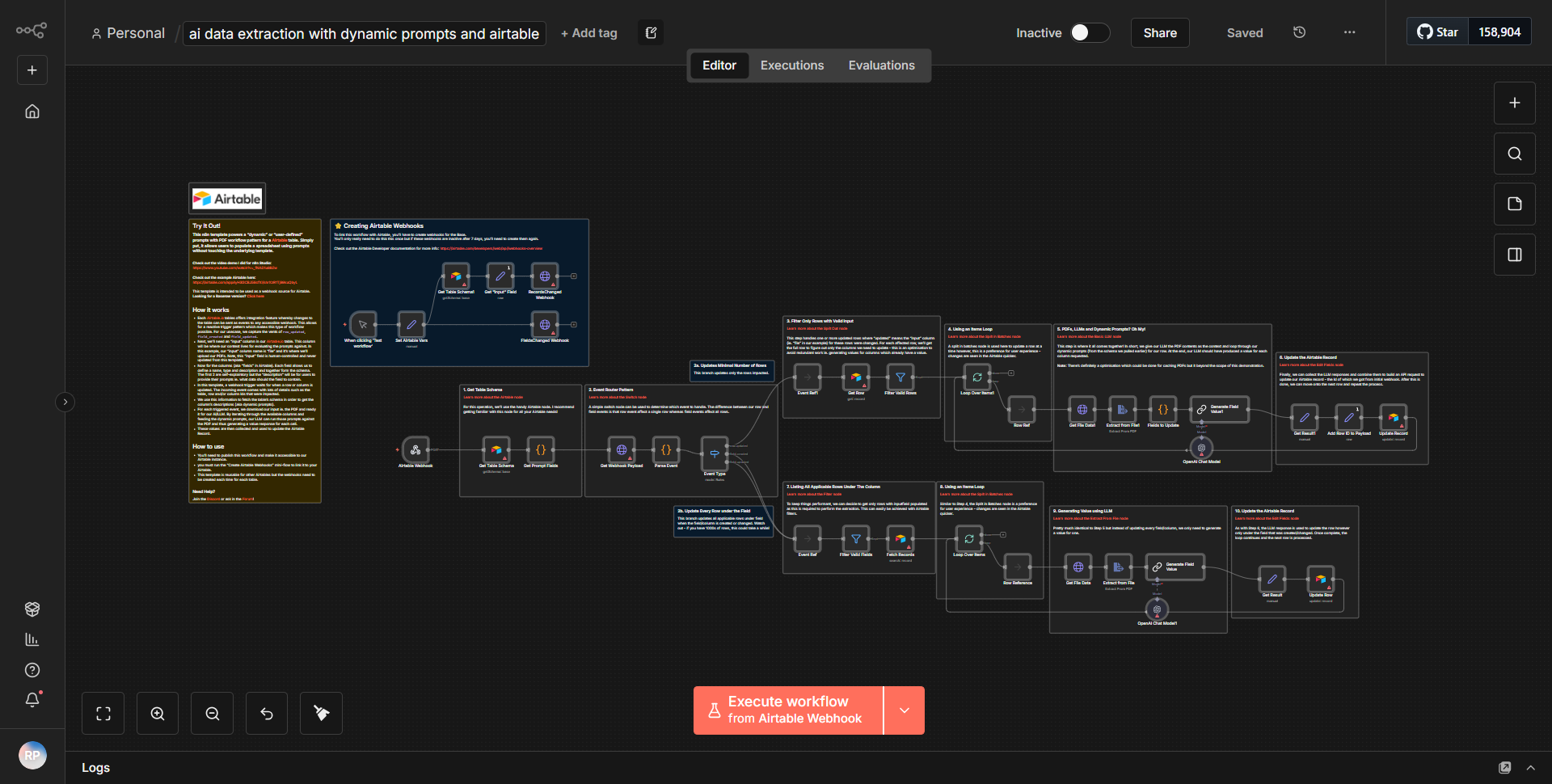 Dynamic Prompt-Based AI Data Extraction with Airtable