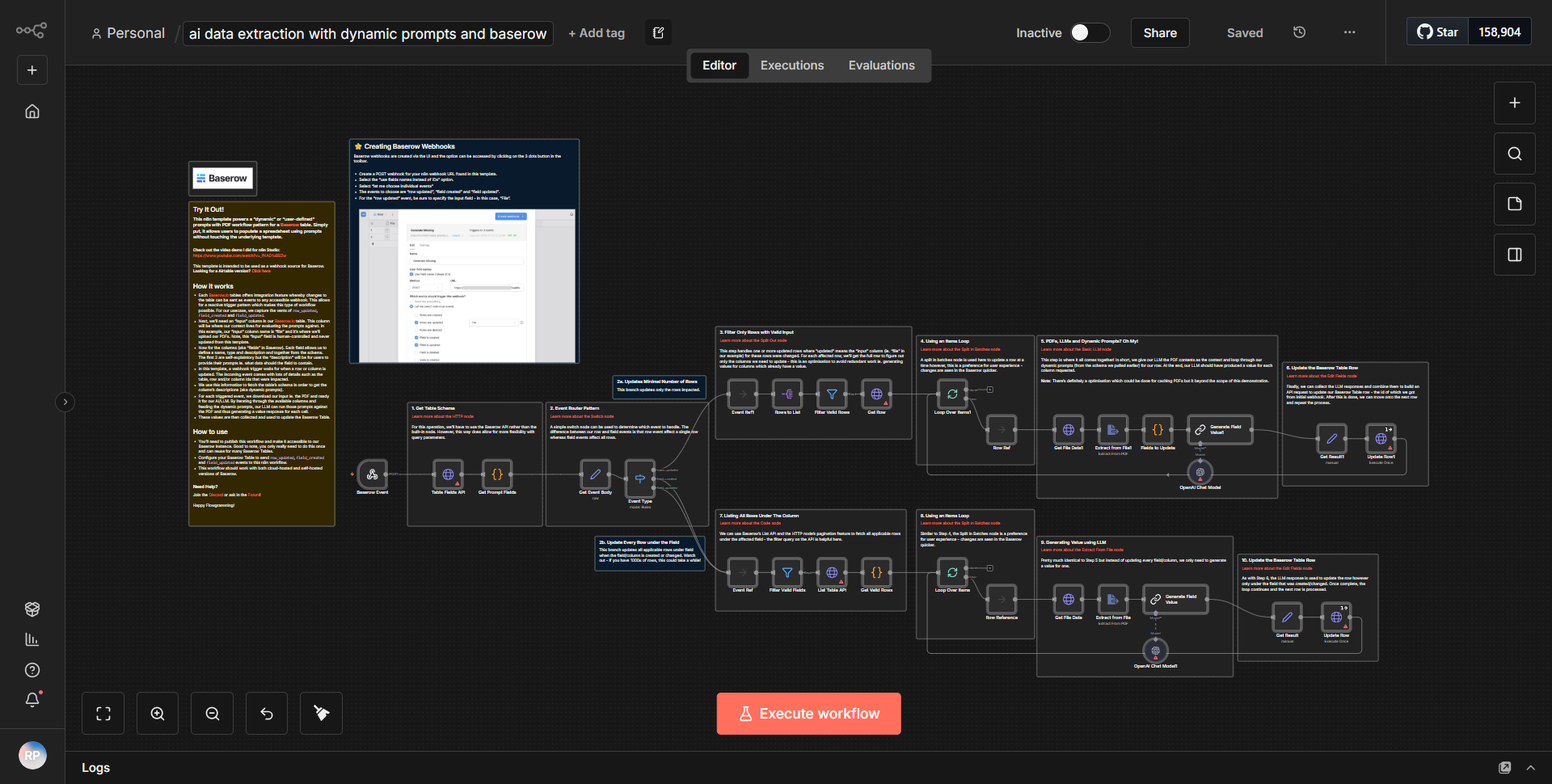Dynamic Prompt-Based AI Data Extraction Using Baserow
