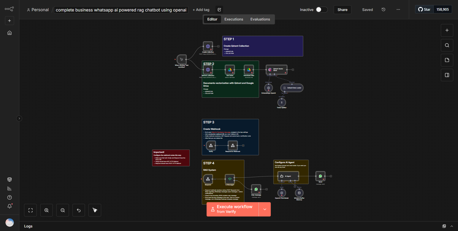 Fully Functional Business WhatsApp AI-Enhanced RAG Chatbot Utilizing OpenAI