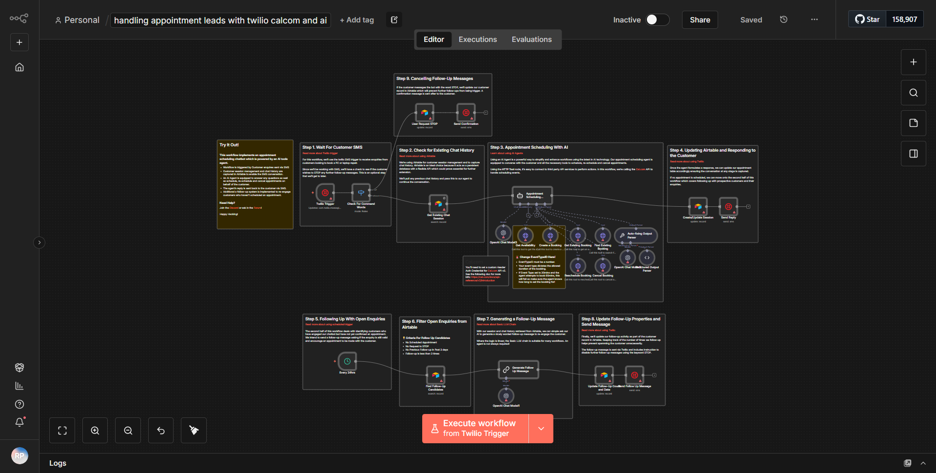 Managing Appointment Leads Using Twilio, Cal.com, and Artificial Intelligence