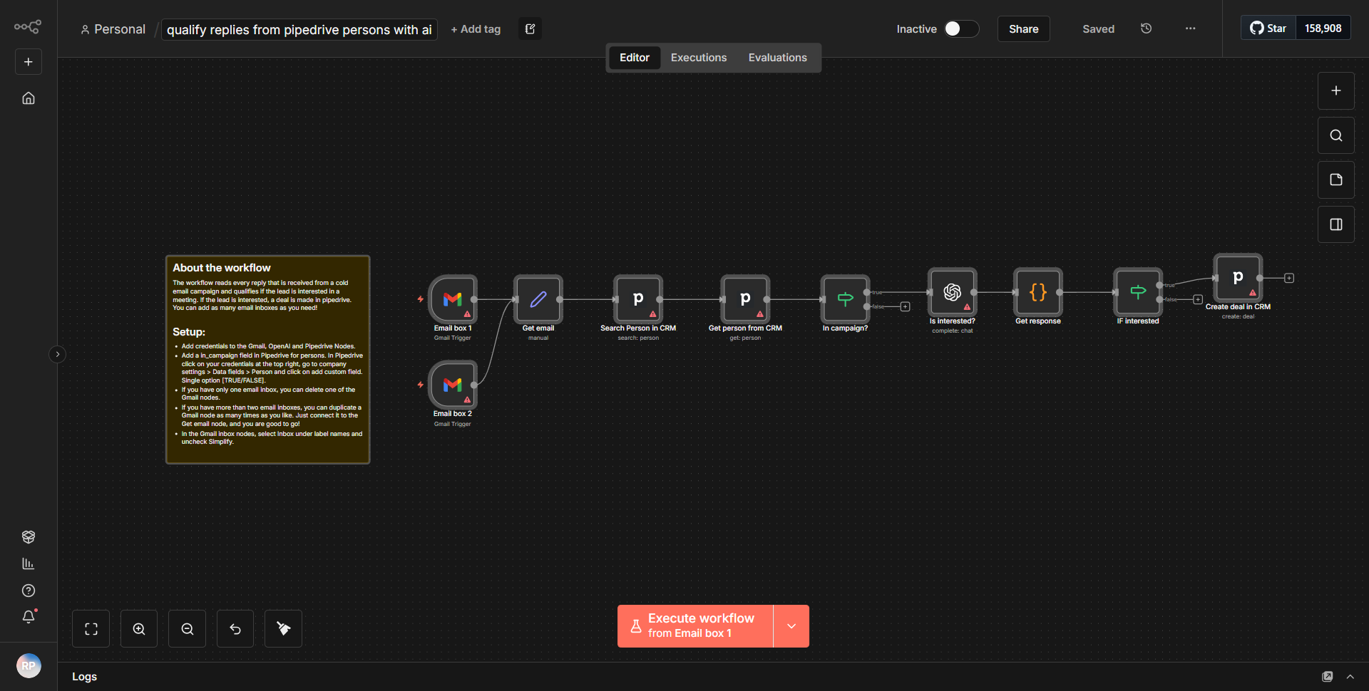 Assess responses from Pipedrive contacts using AI