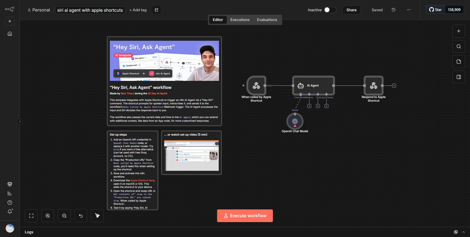 Siri AI Assistant utilizing Apple Shortcuts