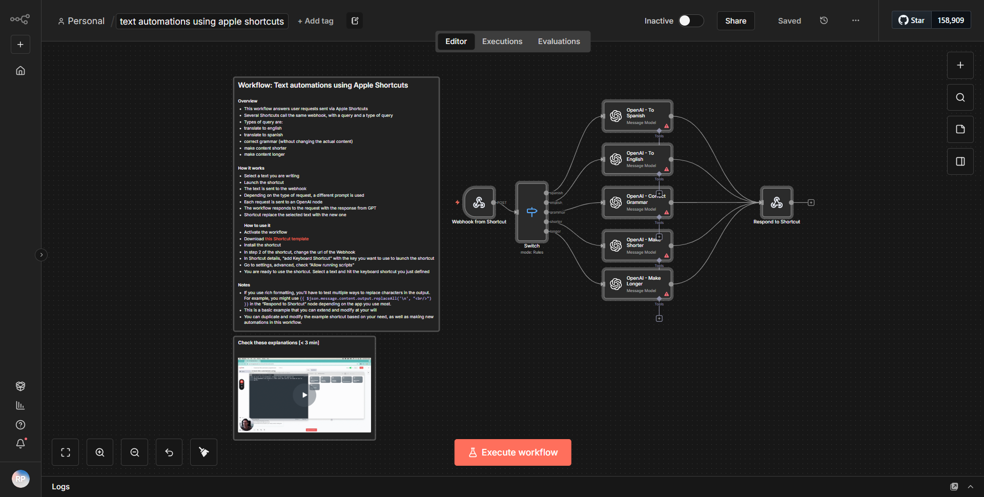 Text automation through Apple Shortcuts