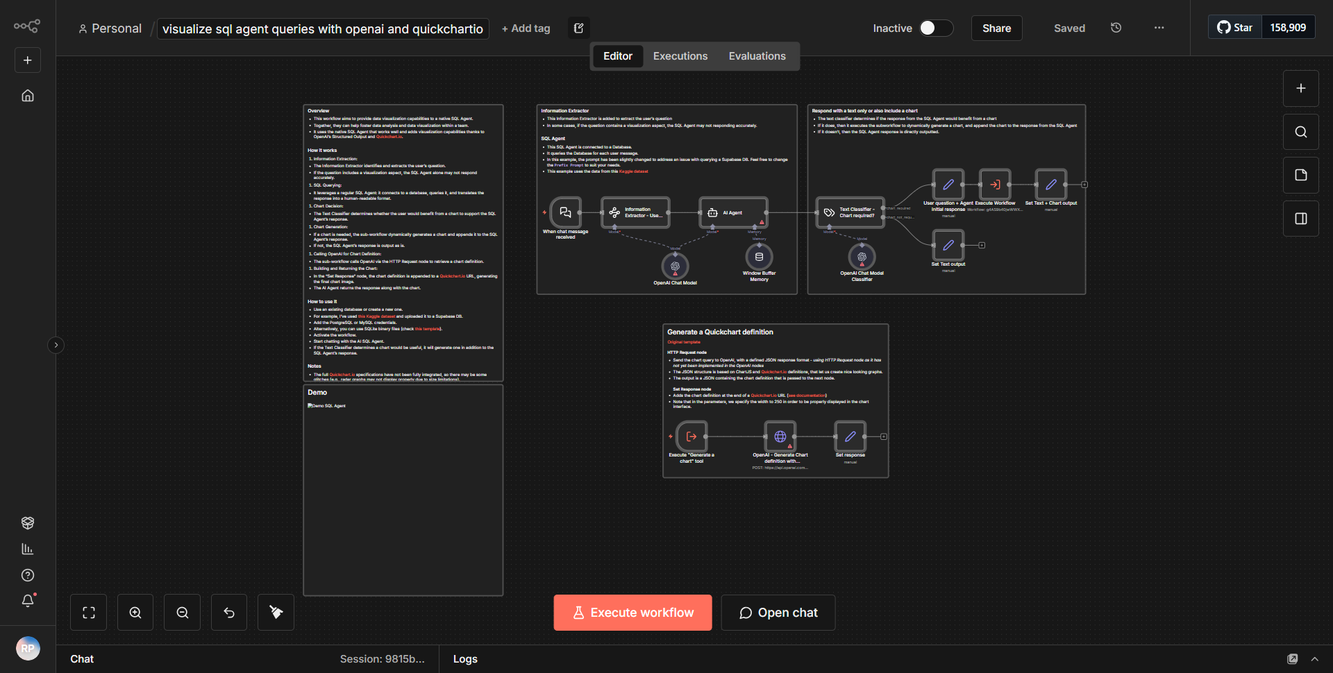 View SQL Agent queries using OpenAI and Quickchart.io