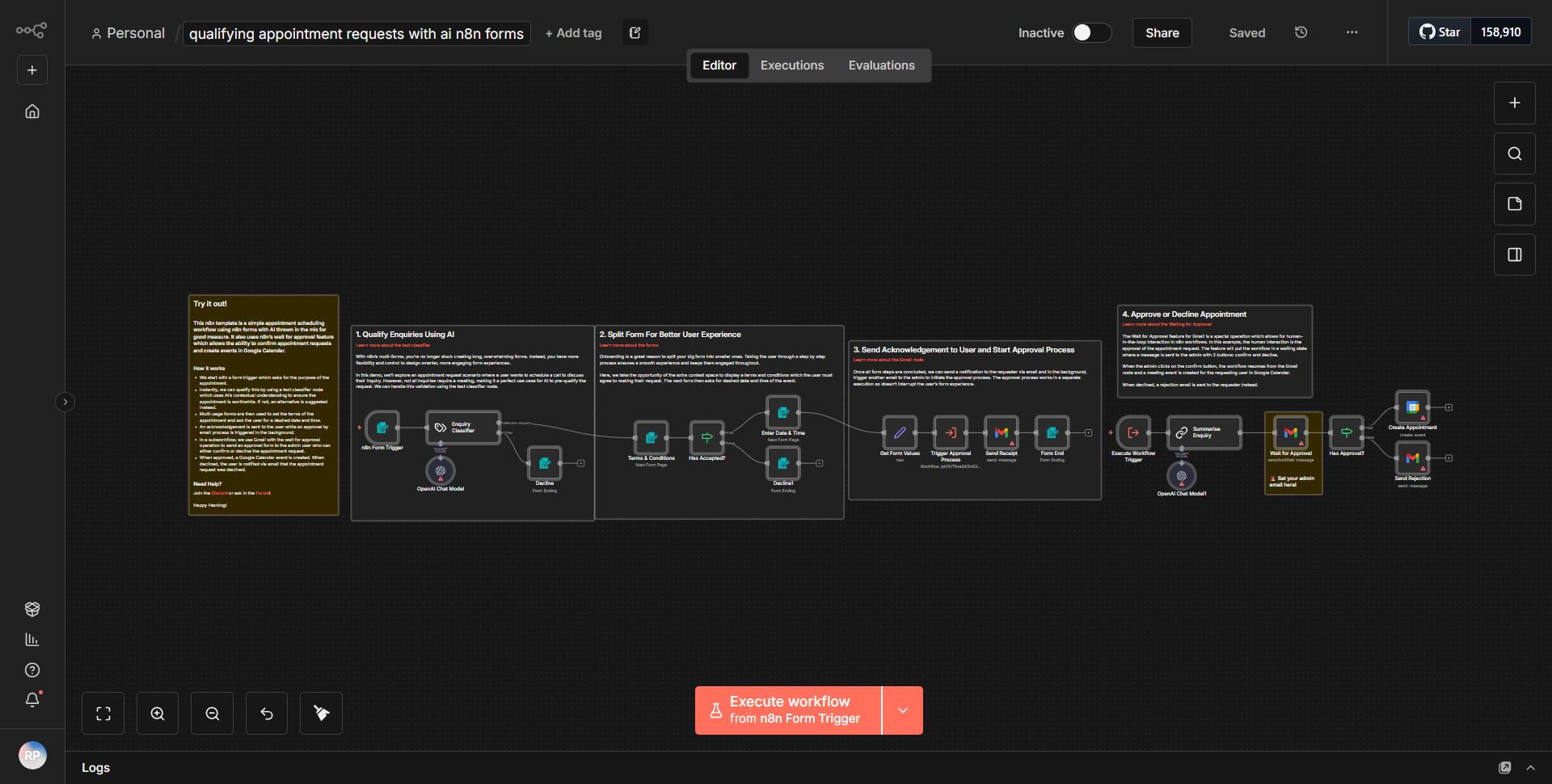 Evaluating Appointment Inquiries using AI & n8n Forms
