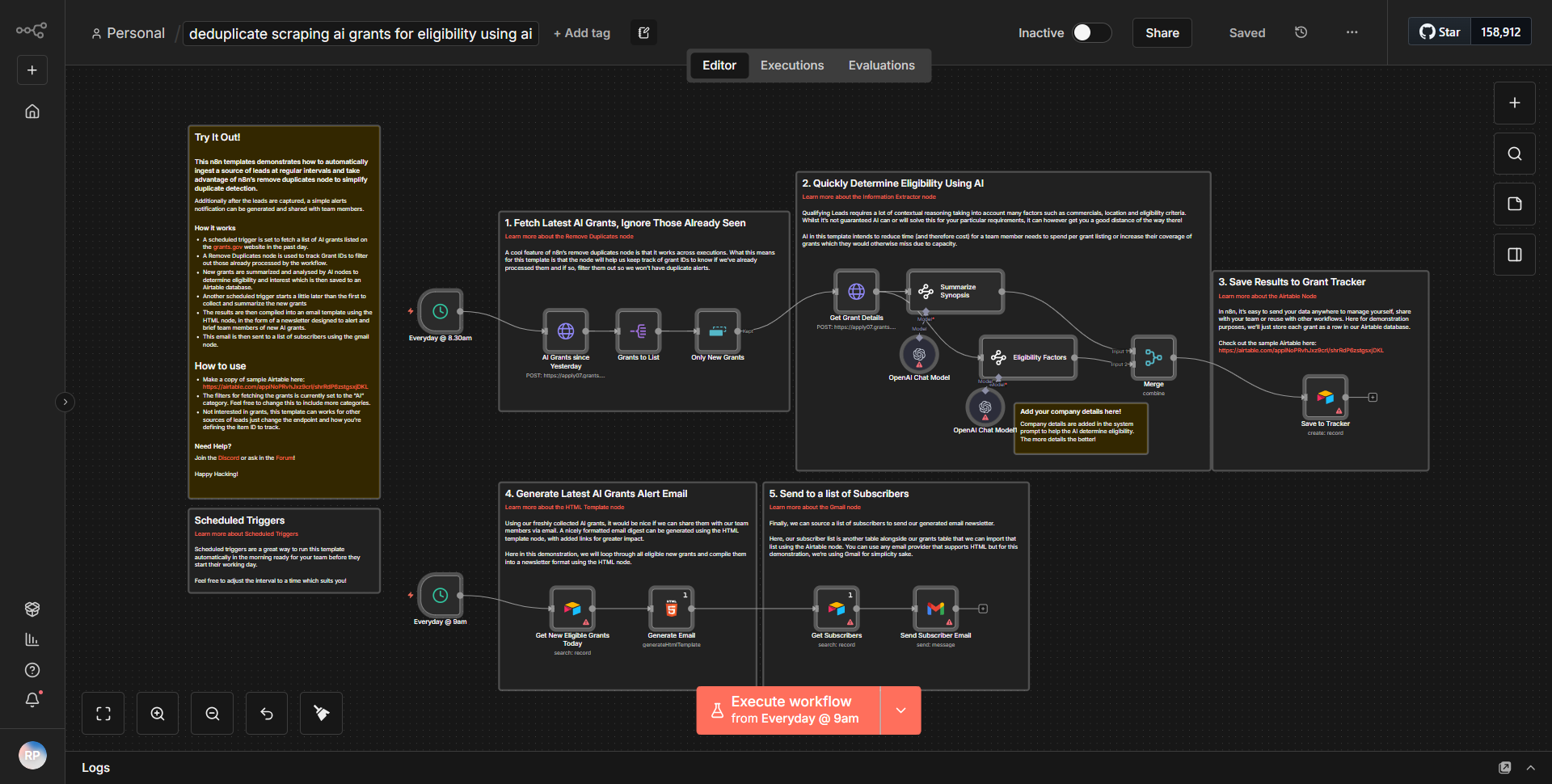 Eliminate Duplicate Scraping AI Grants for Qualification through AI