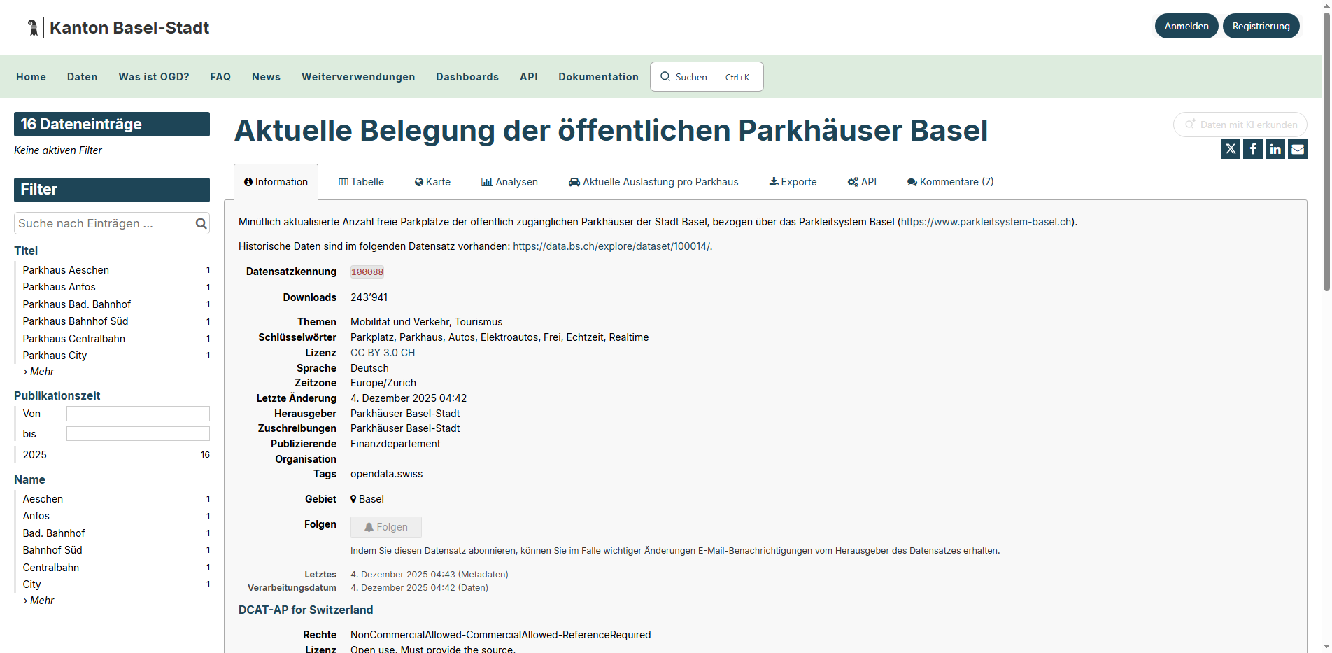 Parkhaus Basel API