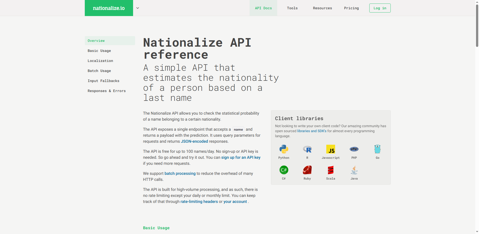 Nationalize API