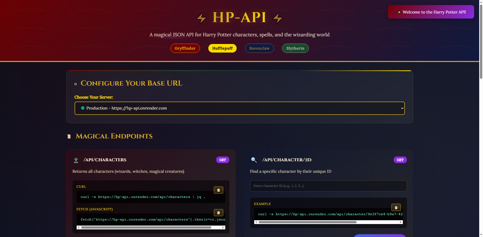 Harry Potter API