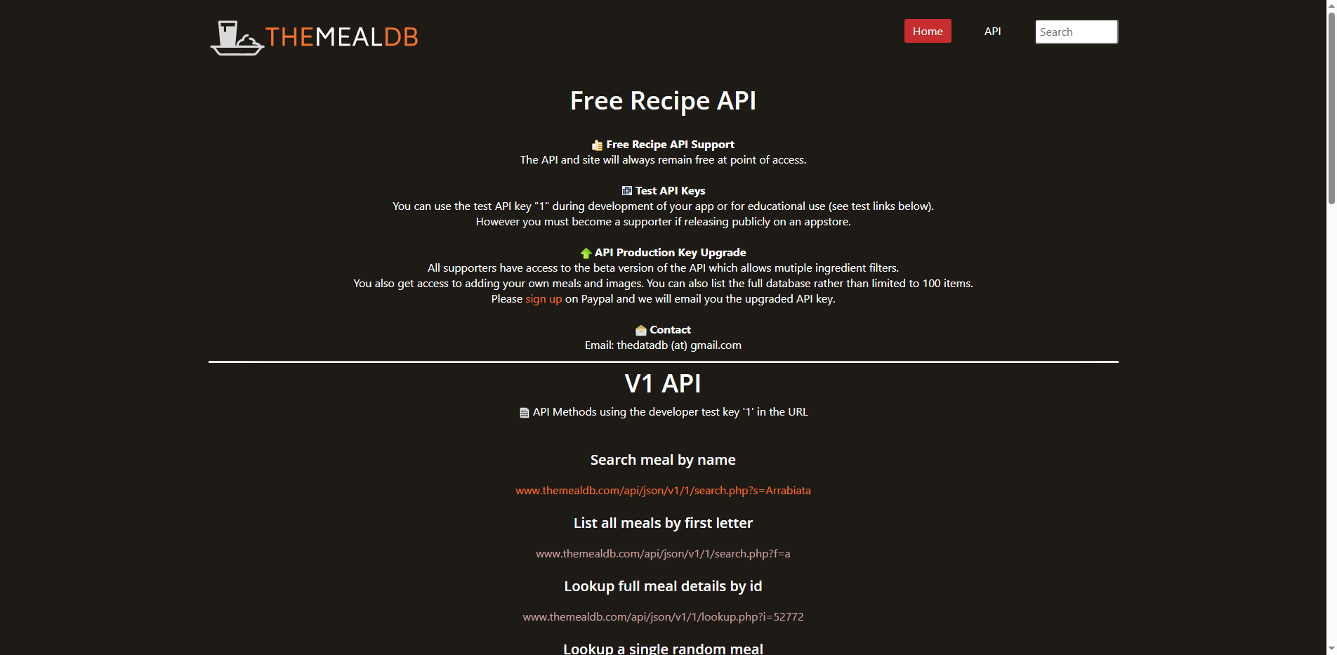 Free Recipes API