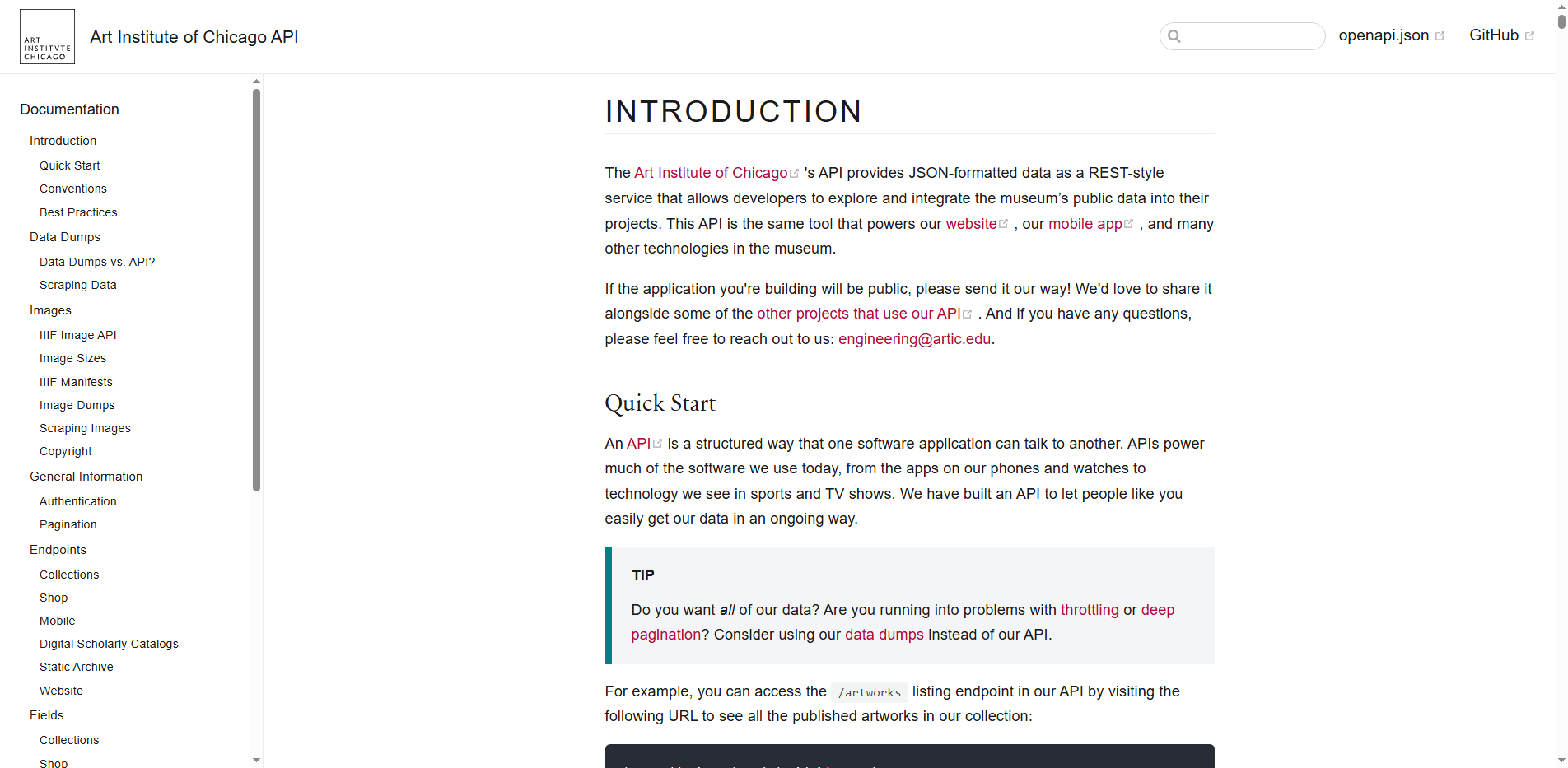 Art Institute of Chicago API