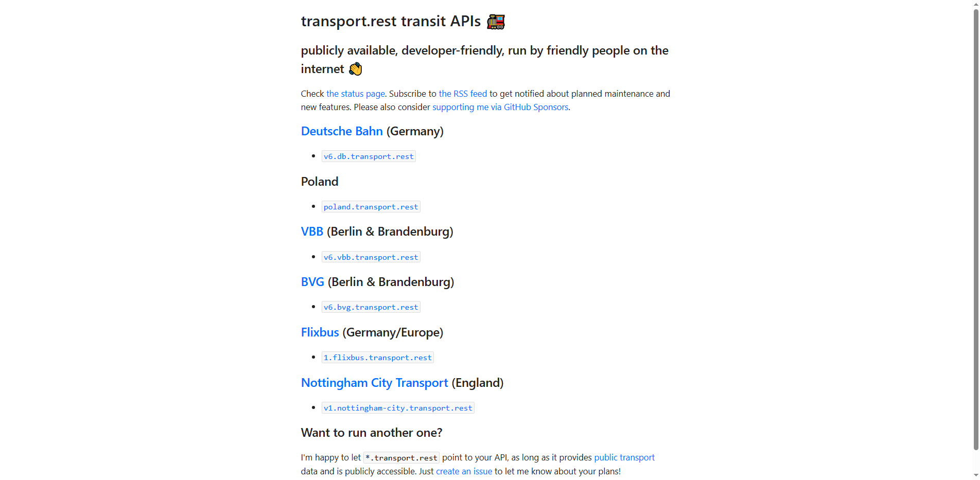 transport.rest transit APIs