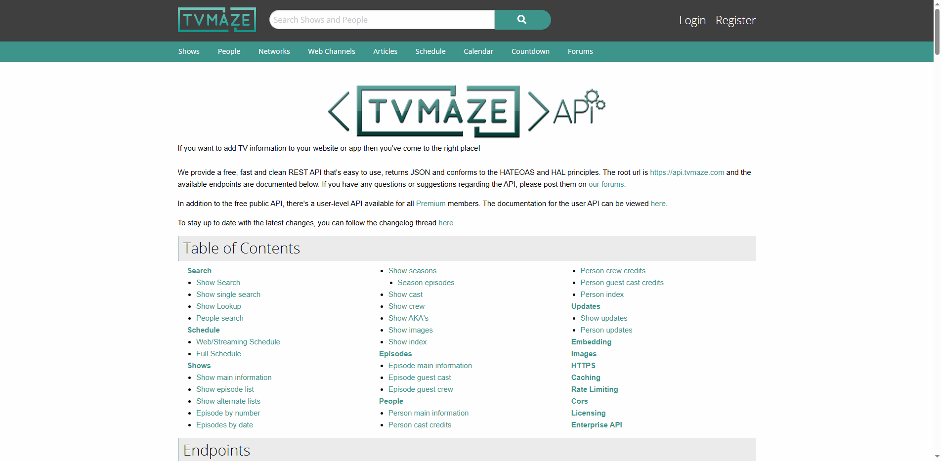 TVmaze API