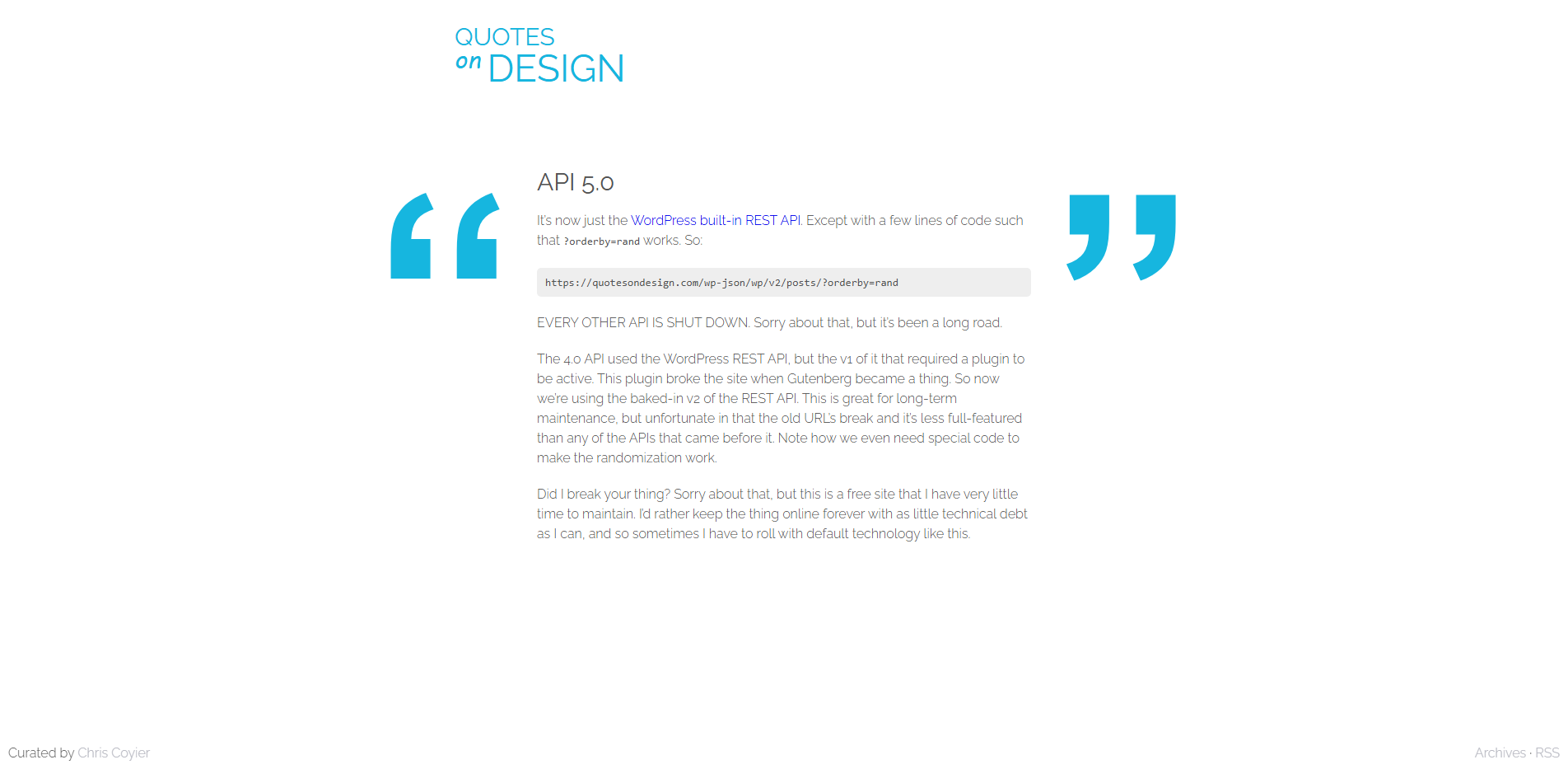 Quotes on Design API