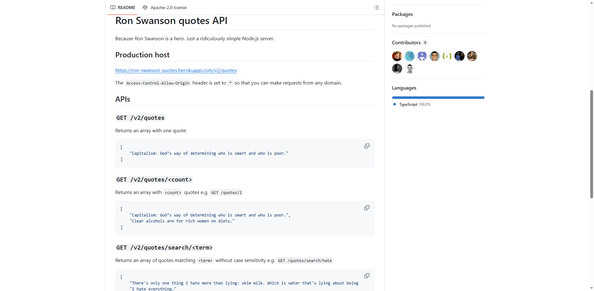 Ron Swanson Quotes API