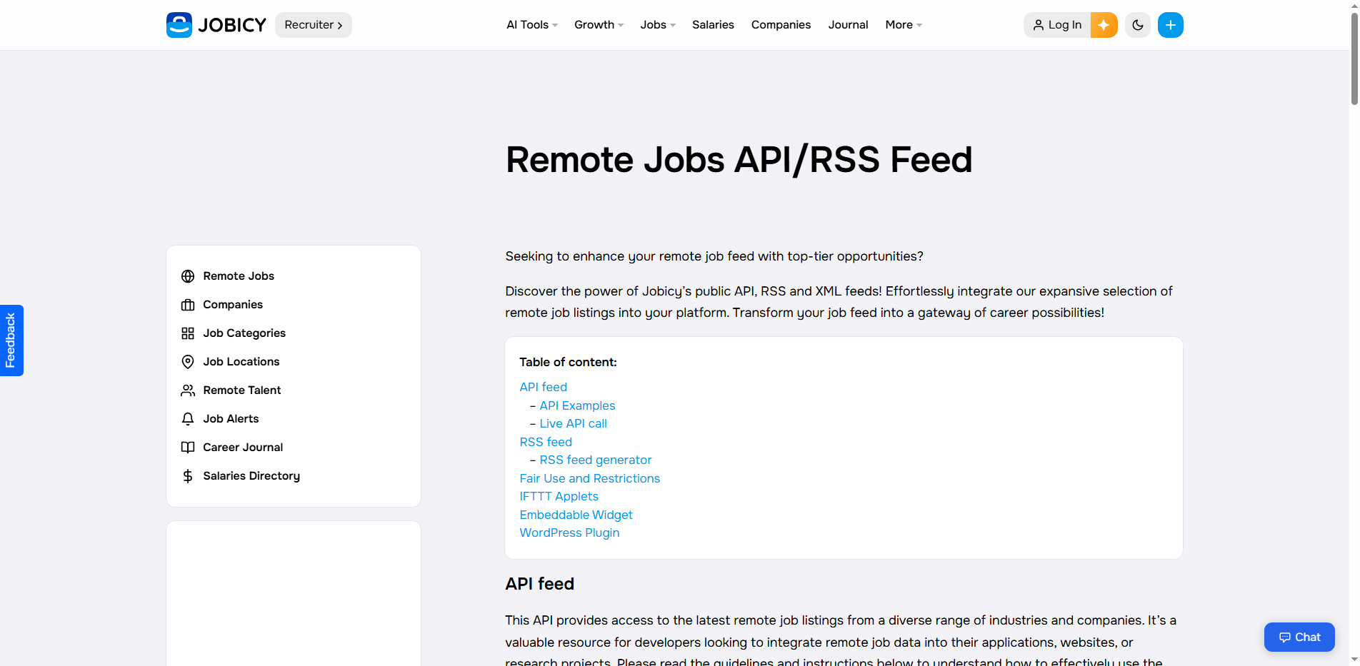 Remote Jobs API/RSS Feed