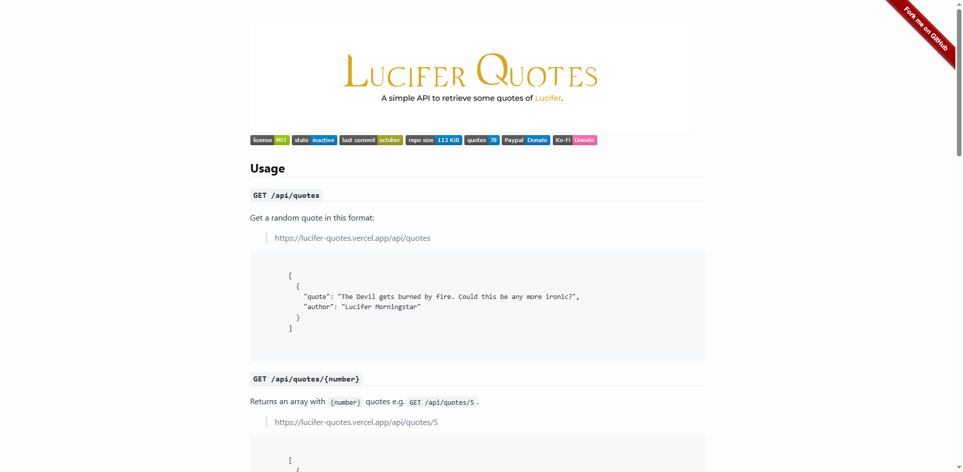 Lucifer Quotes API